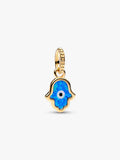 Charm Mão de Hamsa Azul Opalescente