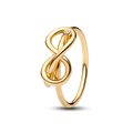 Anel Ouro Nó Infinito Brilhante Dourado