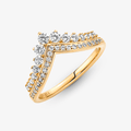 Anel Chevron Tiara Brilhante Dourado