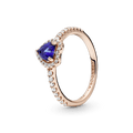 Anel Pandora Coracao Azul Brilhante Dourado