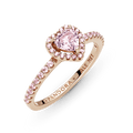 Anel Pandora Coracao Brilhante Rosa Dourado